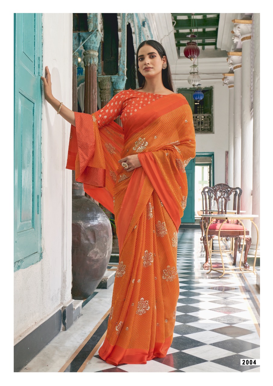 lt kashvi creation dori satin new and modern Lehariya Print saree catalog