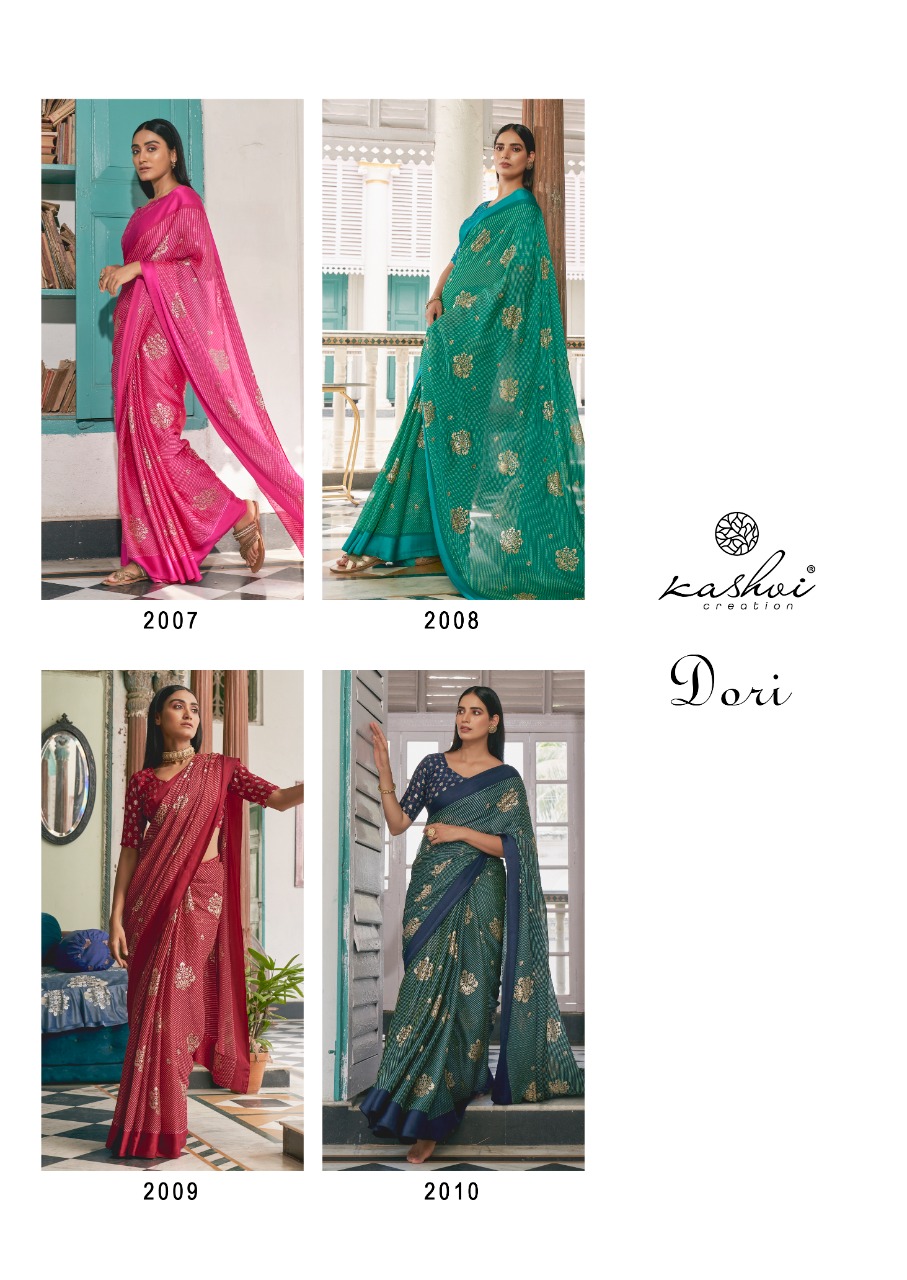 lt kashvi creation dori satin new and modern Lehariya Print saree catalog