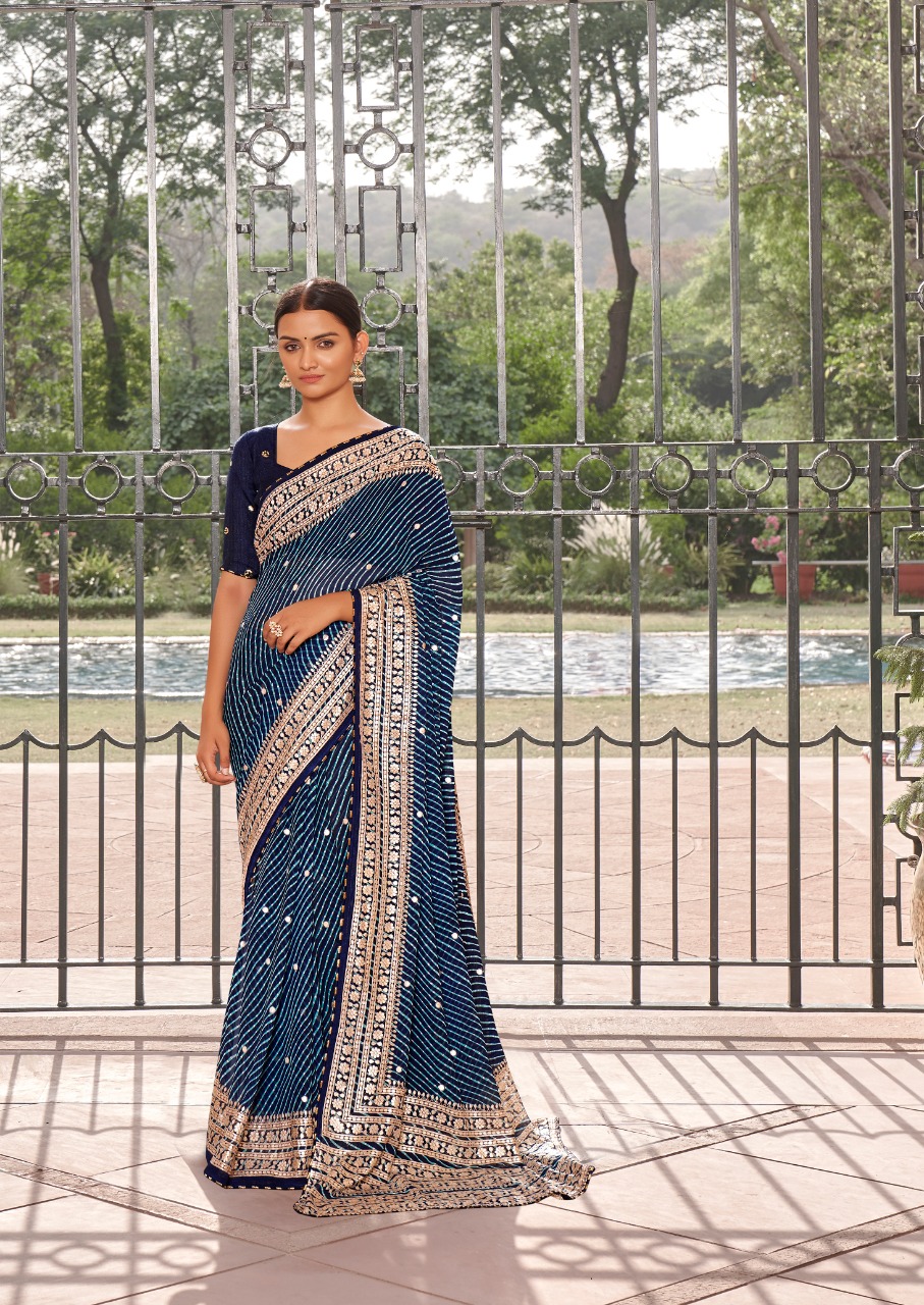 lt kashvi creation Jhoomar georgette innovative Lehariya print saree catalog