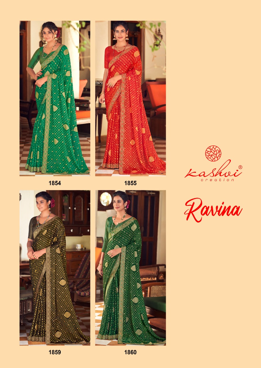 lt kashvi creation ravina chiffon astonishing saree catalog