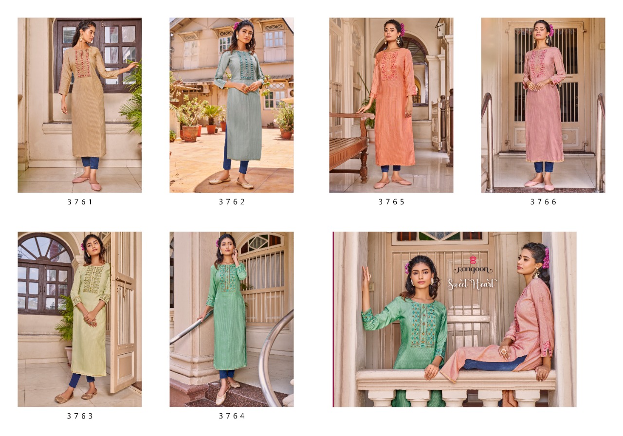 rangoon Sweet Heart Cotton Lining classic trendy look kurti catalog