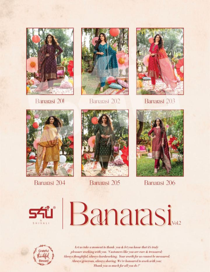 s4u banarasi vol 2 silk new and modern style top bottom with dupatta catalog