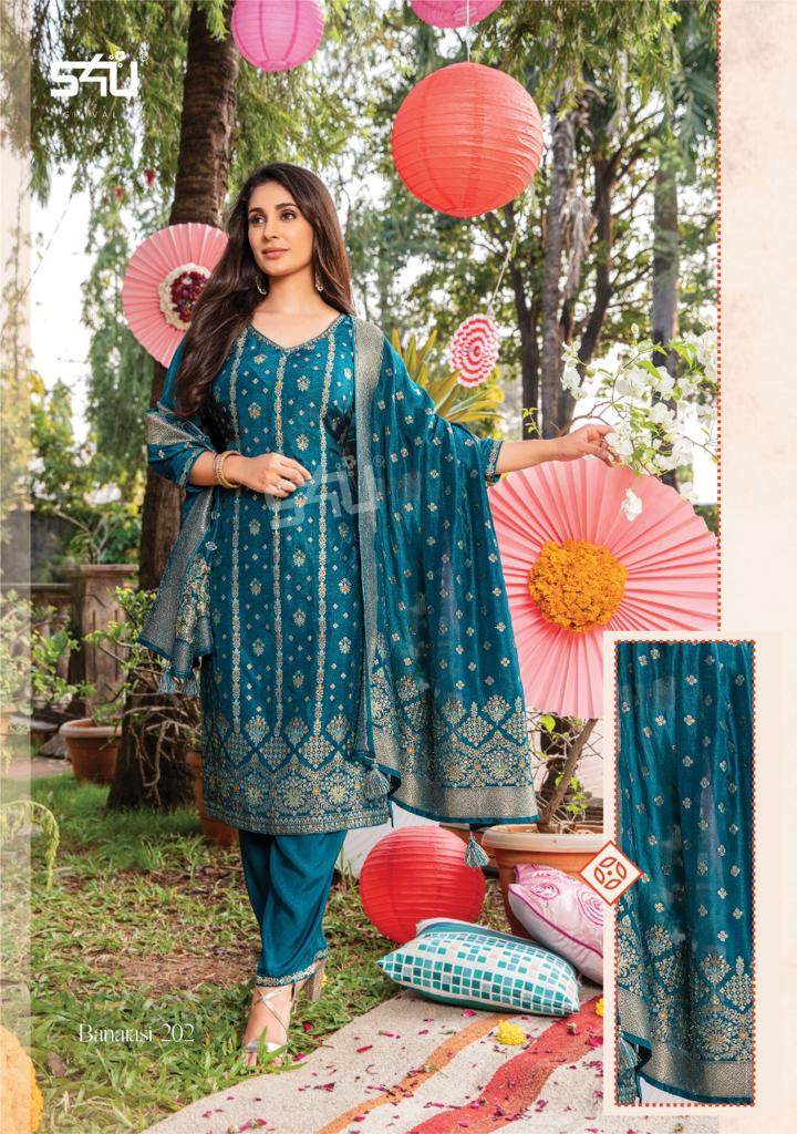 s4u banarasi vol 2 silk new and modern style top bottom with dupatta catalog