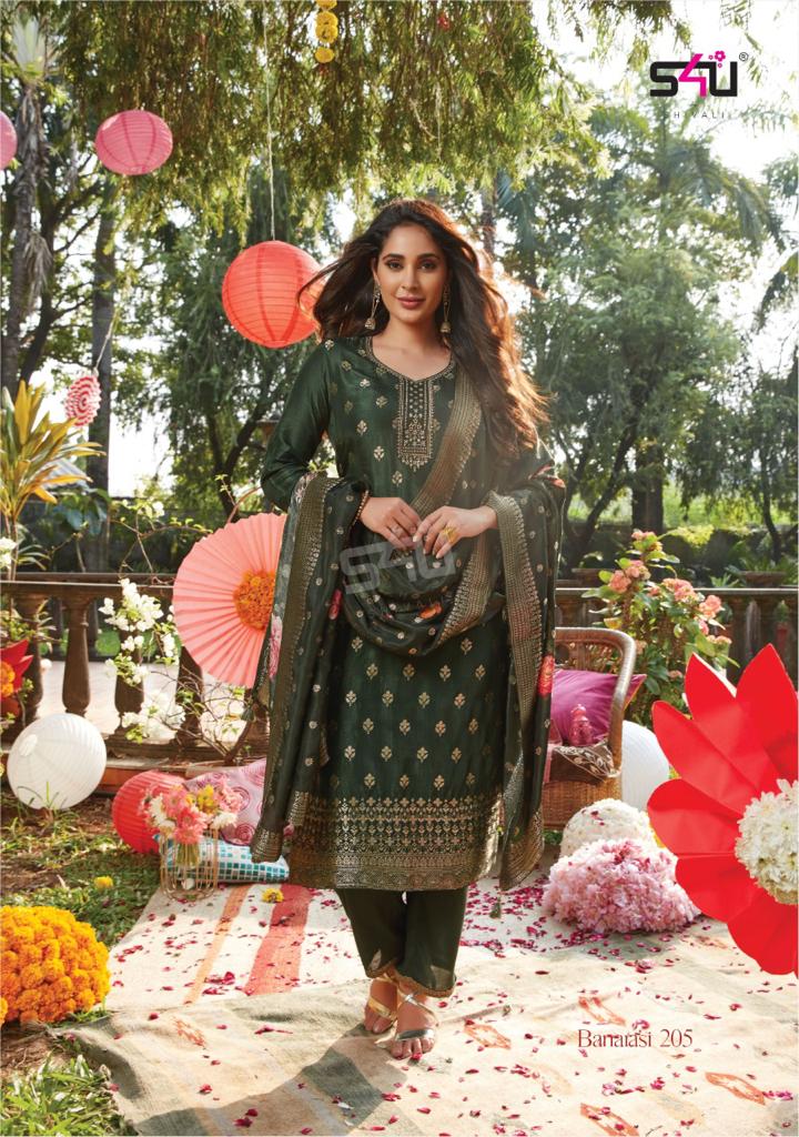 s4u banarasi vol 2 silk new and modern style top bottom with dupatta catalog