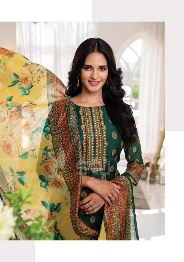 s4u saanjh chanderi gorgeous look kurti with pant and dupatta catalog