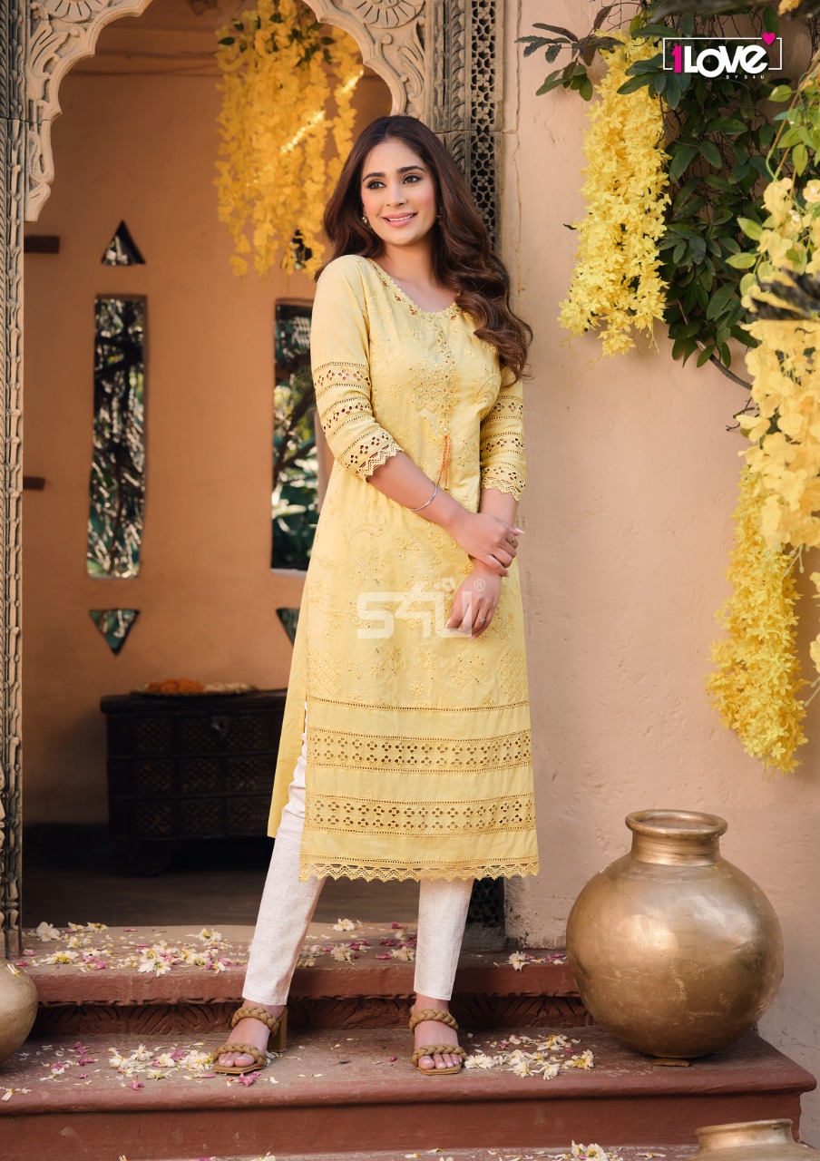 s4u schiffli cotton authentic fabric kurti catalog