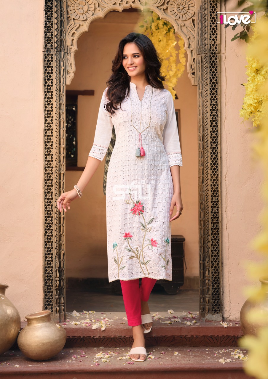 s4u schiffli cotton authentic fabric kurti catalog