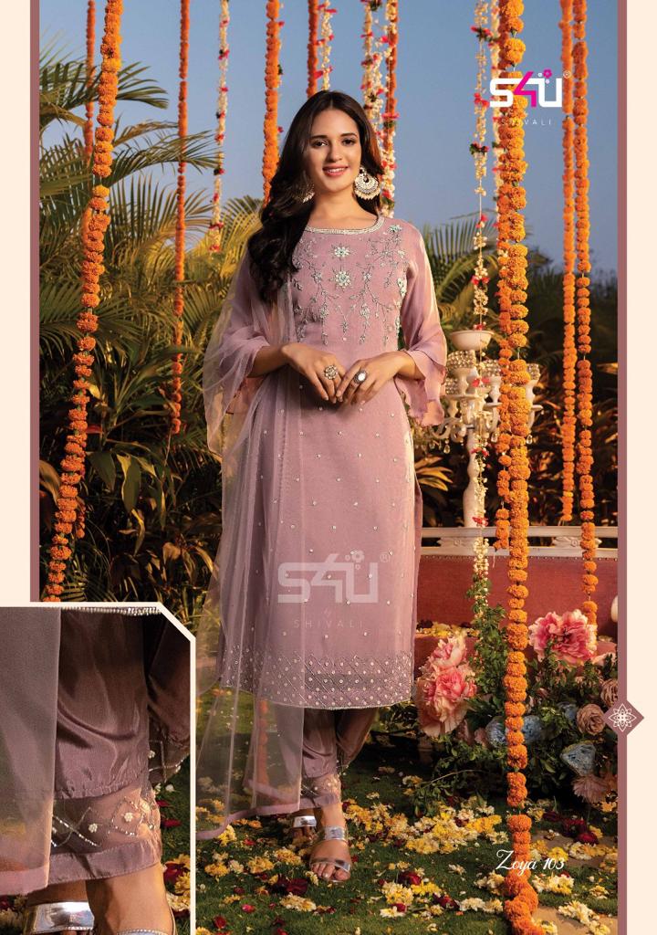 s4u zoya fancy regal look top bottom with dupatta size set