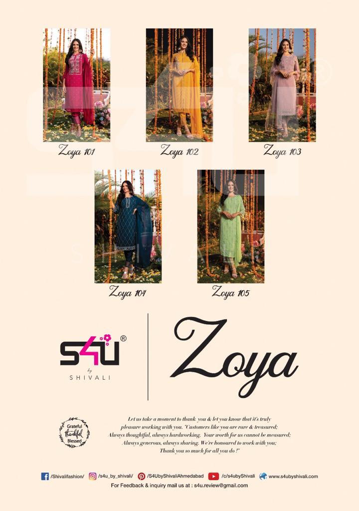 s4u zoya fancy regal look top bottom with dupatta size set