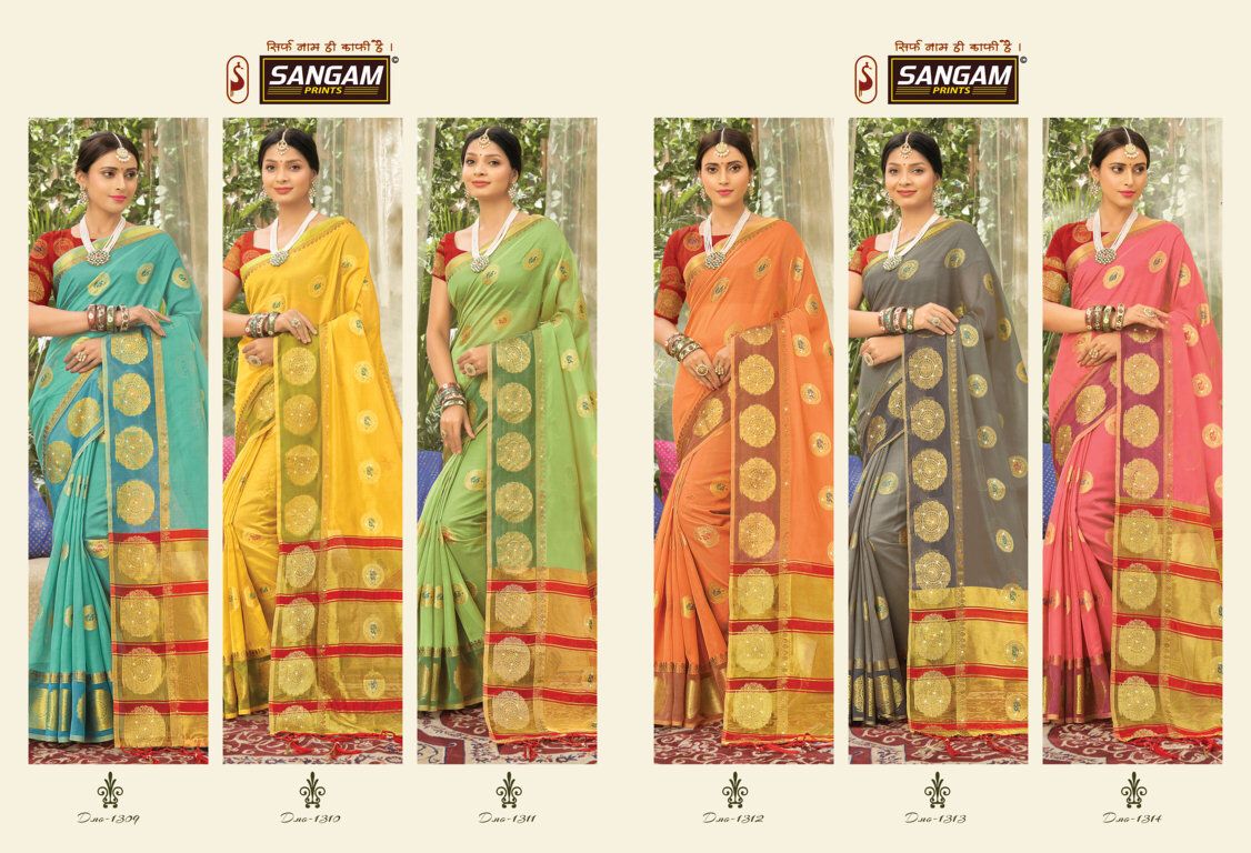 sangam print ashika organza regal look saree catalog