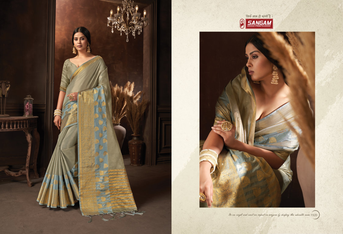 sangam print chandrika organza regal look saree catalog