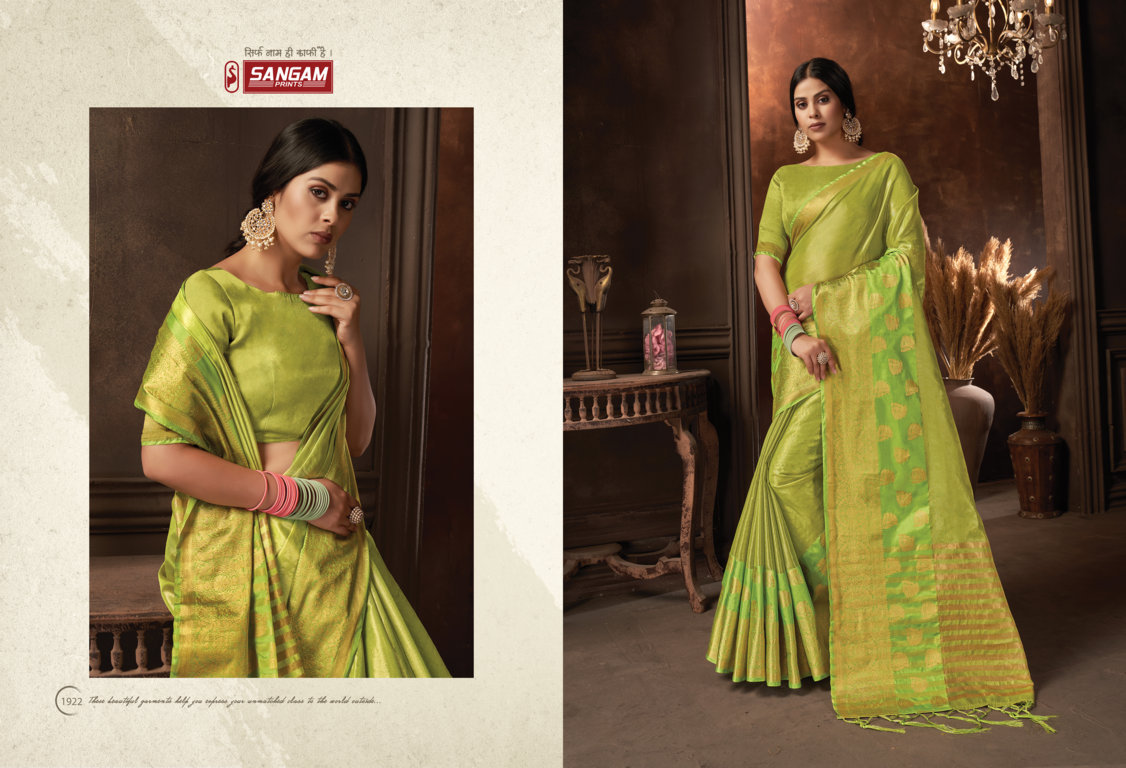 sangam print chandrika organza regal look saree catalog