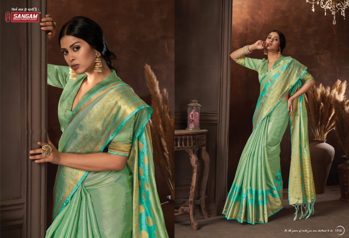 sangam print chandrika organza regal look saree catalog