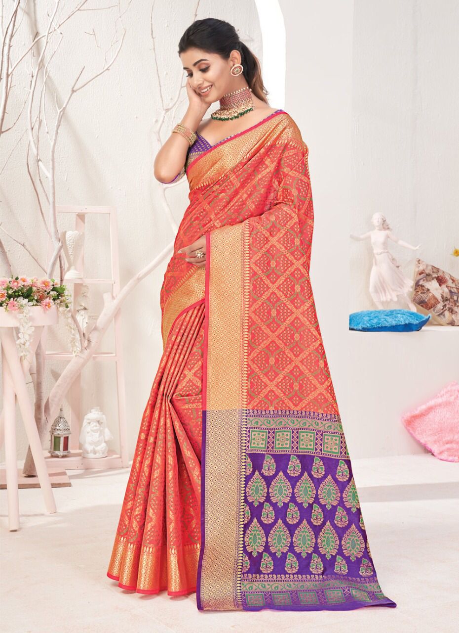 sangam print ikkat patola silk gorgeous look saree catalog