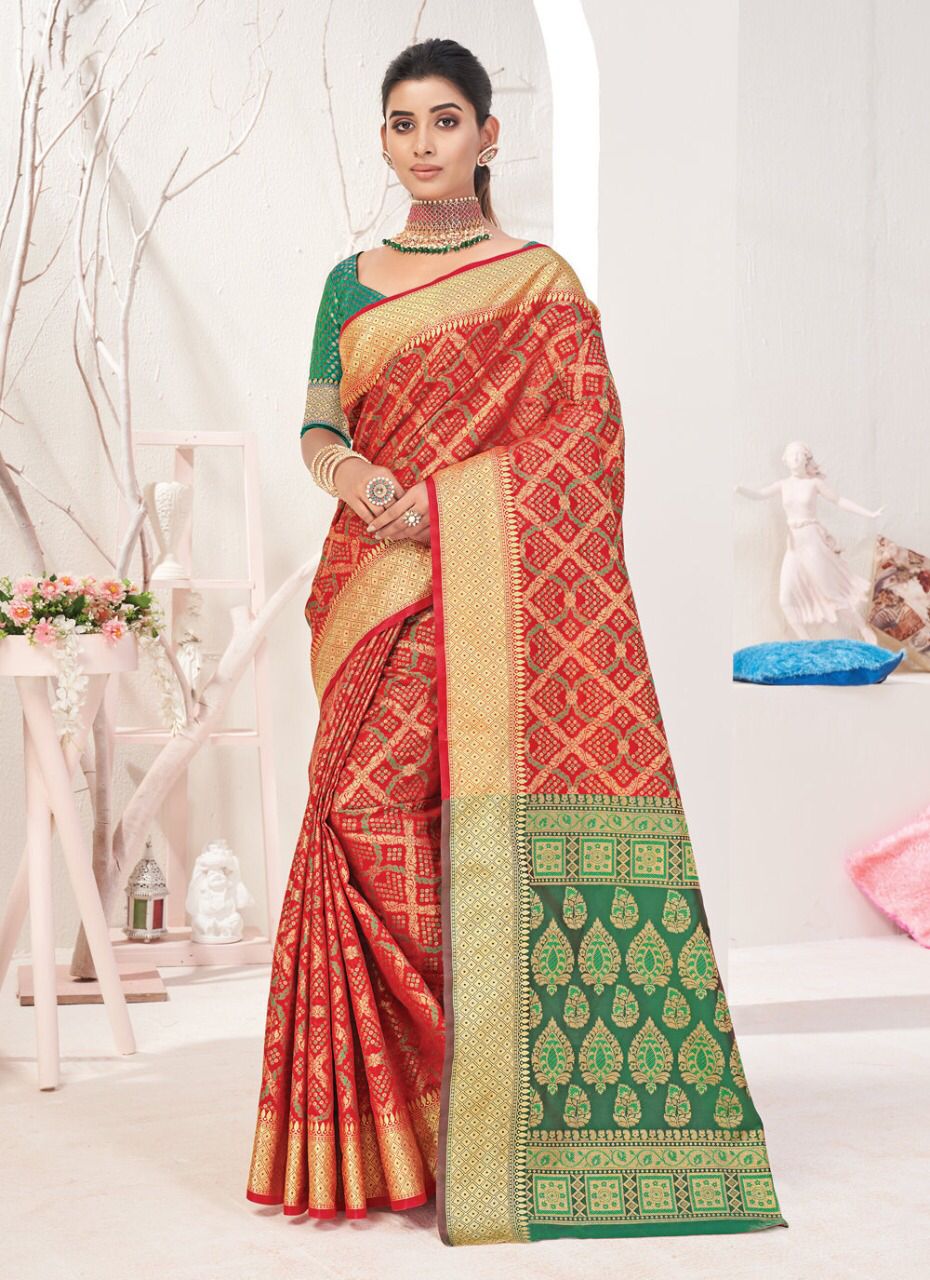 sangam print ikkat patola silk gorgeous look saree catalog