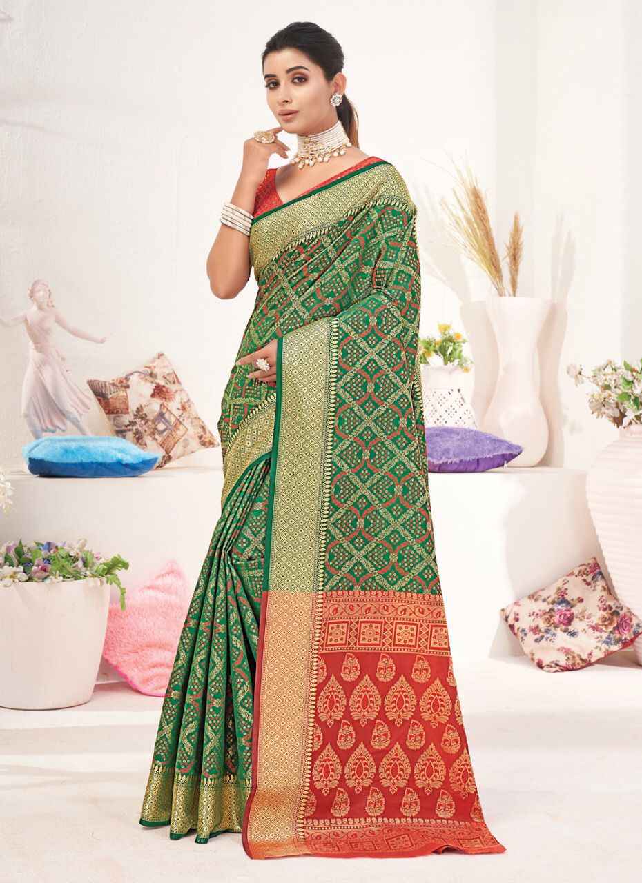 sangam print ikkat patola silk gorgeous look saree catalog