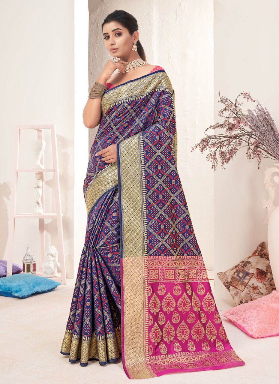 sangam print ikkat patola silk gorgeous look saree catalog