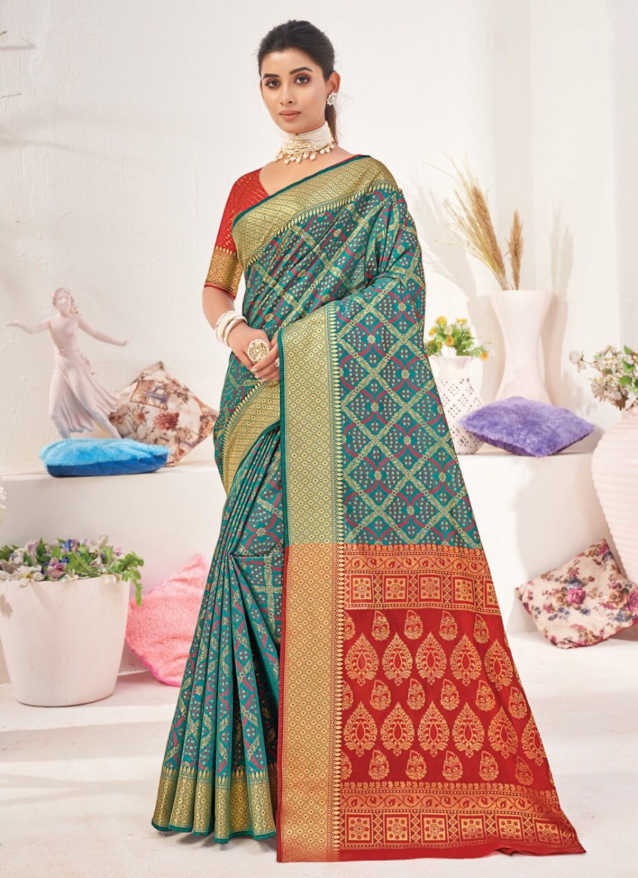 sangam print ikkat patola silk gorgeous look saree catalog