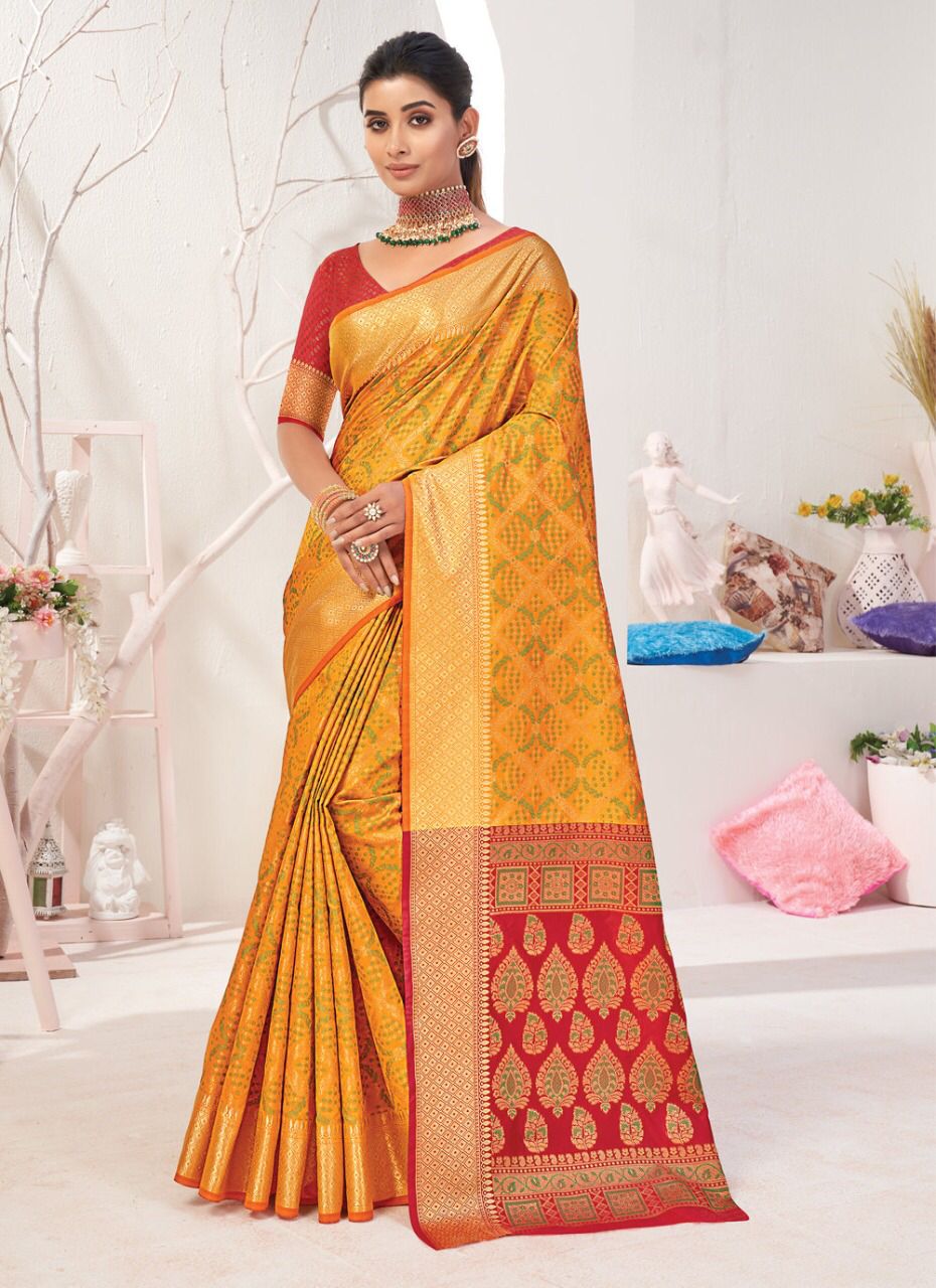 sangam print ikkat patola silk gorgeous look saree catalog