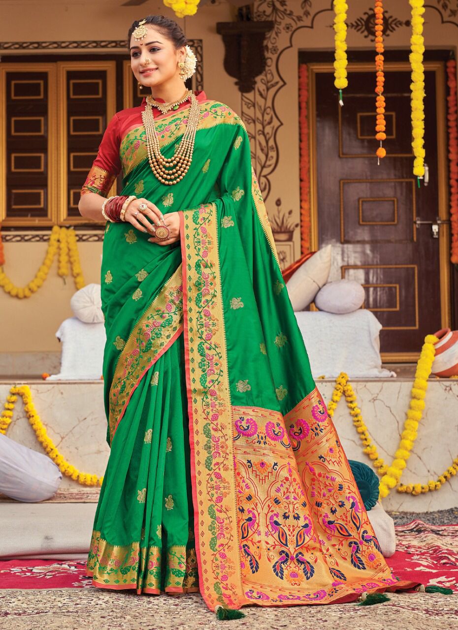 sangam print paithani pattu silk  silk festive look saree catalog