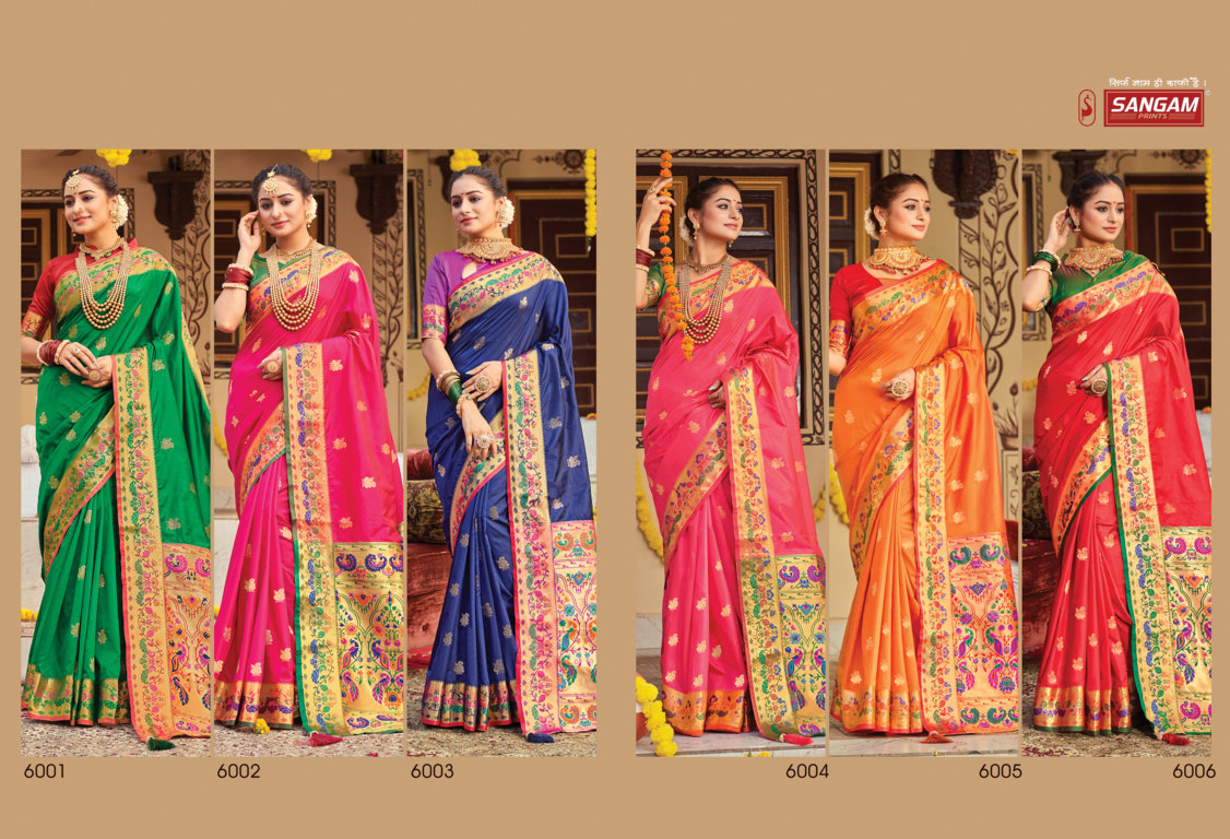 sangam print paithani pattu silk  silk festive look saree catalog