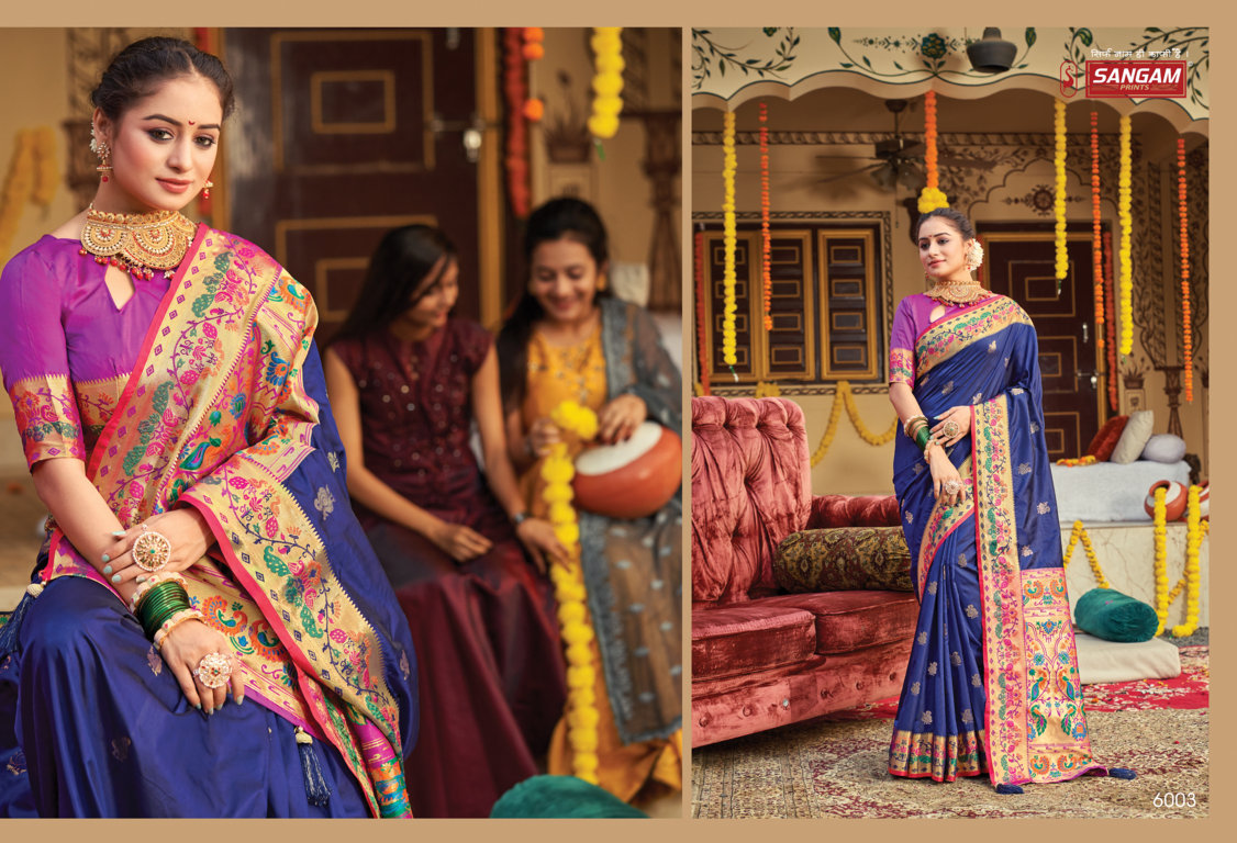 sangam print paithani pattu silk  silk festive look saree catalog