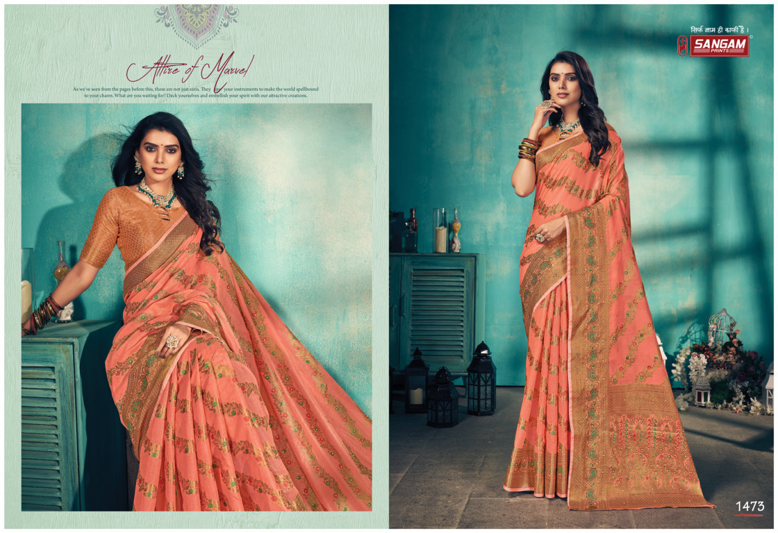 sangam print raj mahal cotton new and modern style saree catalog