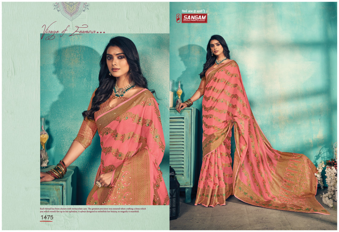 sangam print raj mahal cotton new and modern style saree catalog