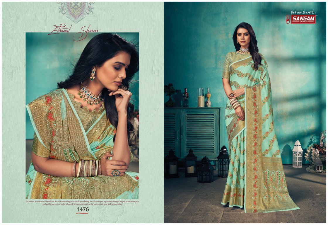 sangam print raj mahal cotton new and modern style saree catalog