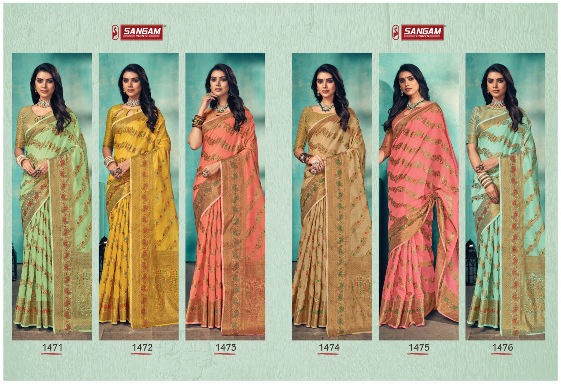 sangam print raj mahal cotton new and modern style saree catalog