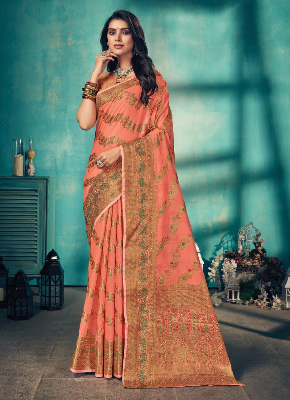 sangam print raj mahal cotton new and modern style saree catalog