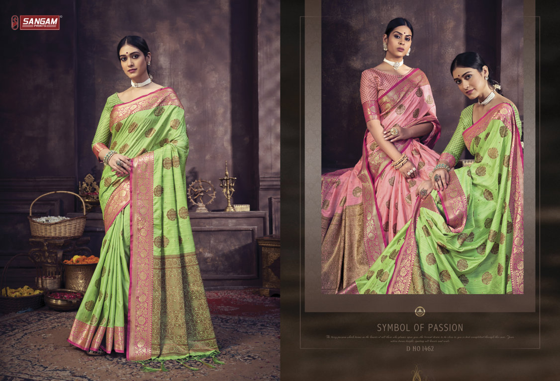 sangam print ratnapuram silk banarasi silk regal look saree catalog