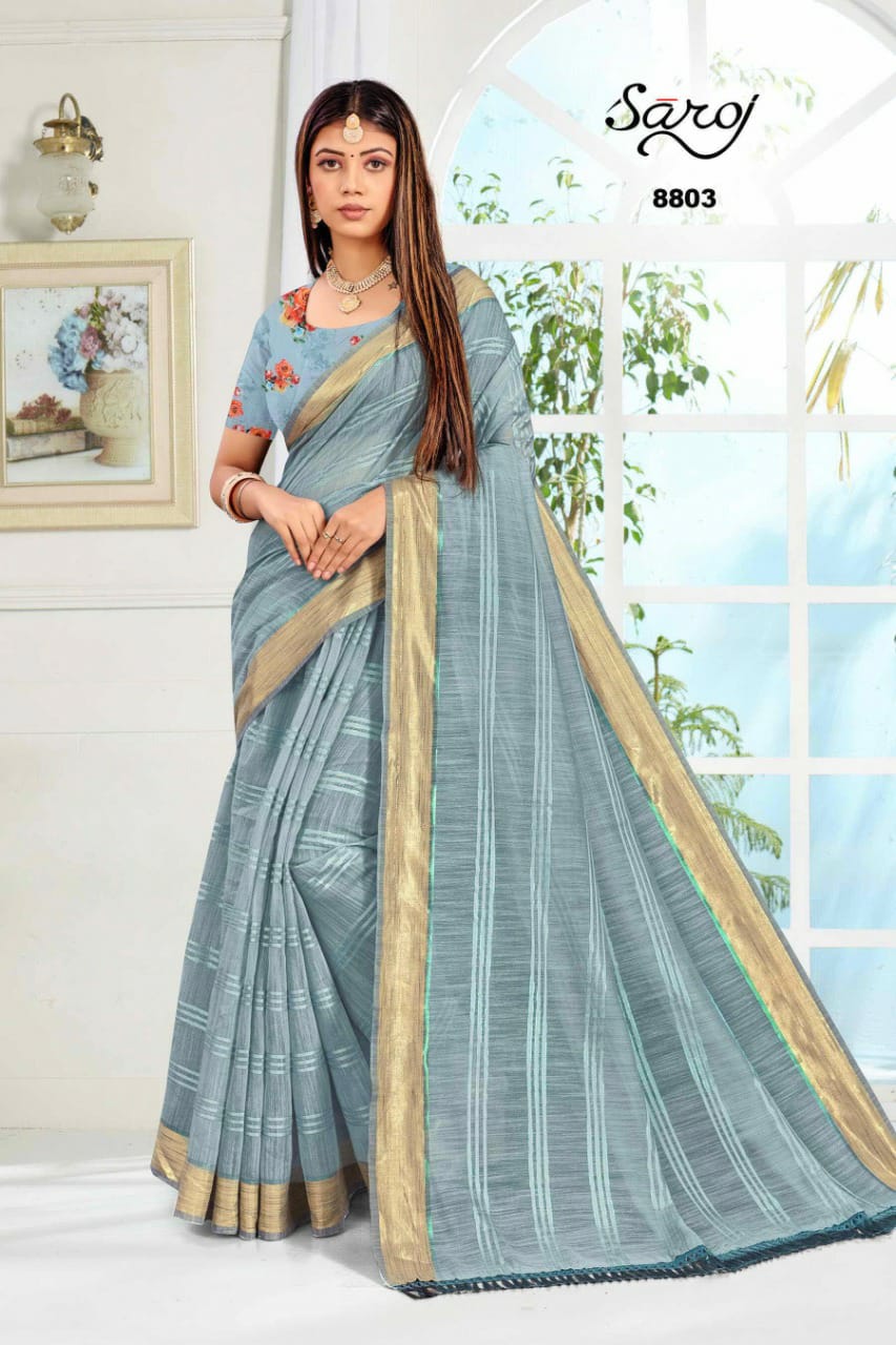 saroj saree royal vol 1 cotton linen attrective look saree catalog