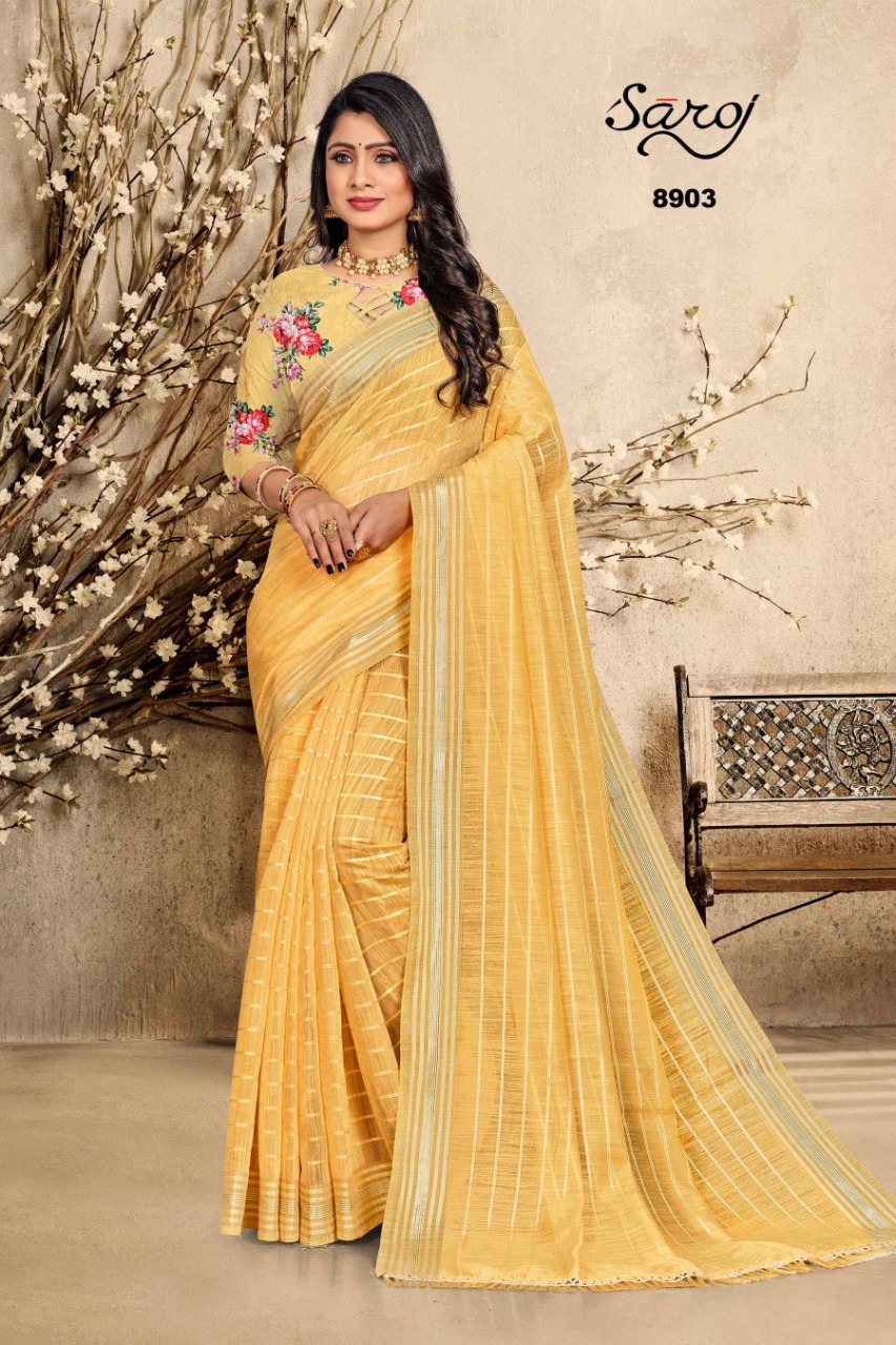 saroj saree royal vol 2 linen cotton linen decent look saree catalog