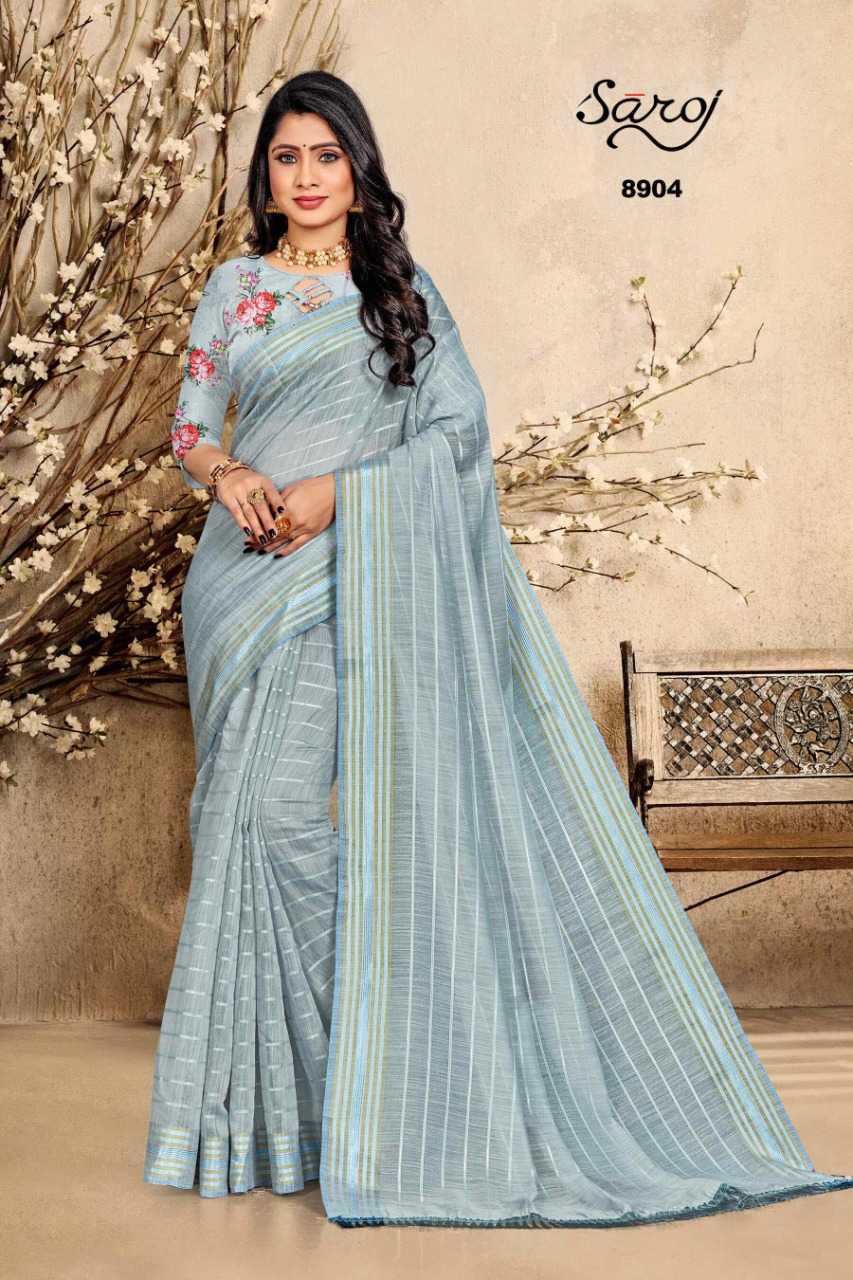 saroj saree royal vol 2 linen cotton linen decent look saree catalog