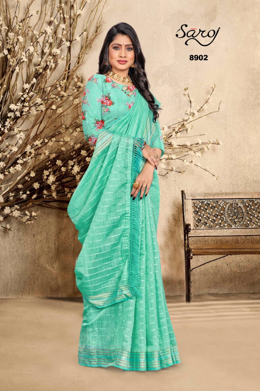 saroj saree royal vol 2 linen cotton linen decent look saree catalog