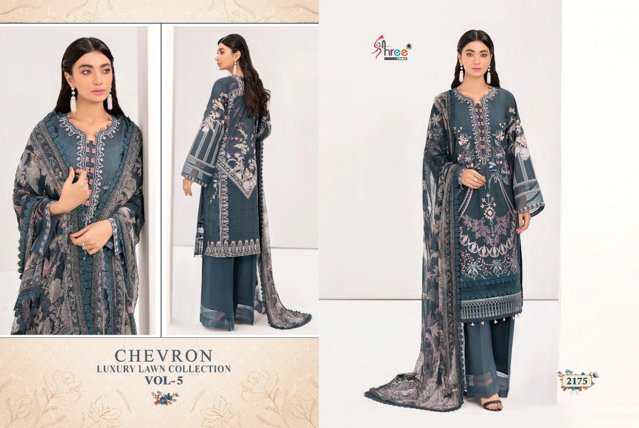 shree fab chevron luxury lawn collection 05 lawn cotton catchy look salwar suit with chiffon dupatta catalog