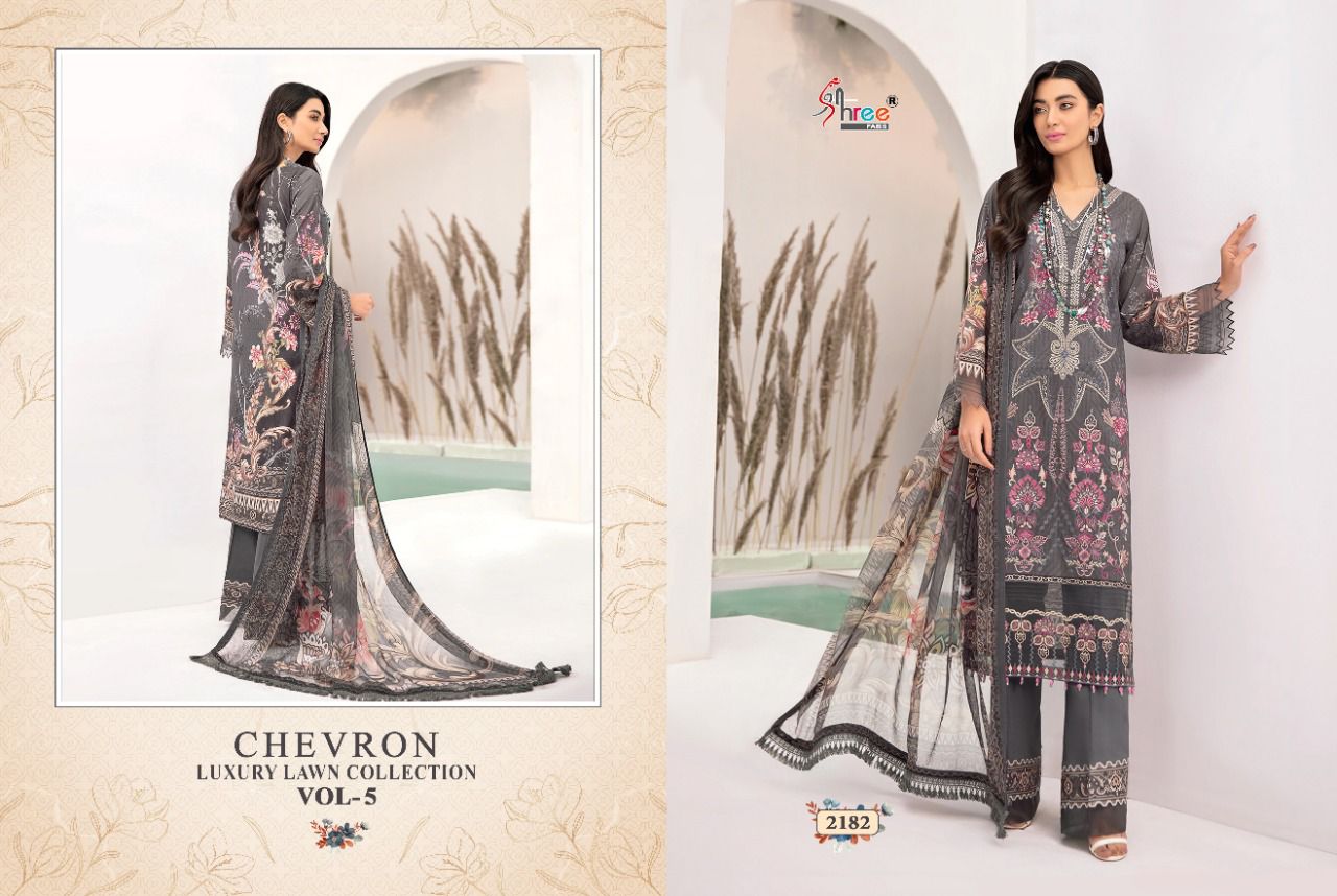 shree fab chevron luxury lawn collection 05 lawn cotton catchy look salwar suit with chiffon dupatta catalog