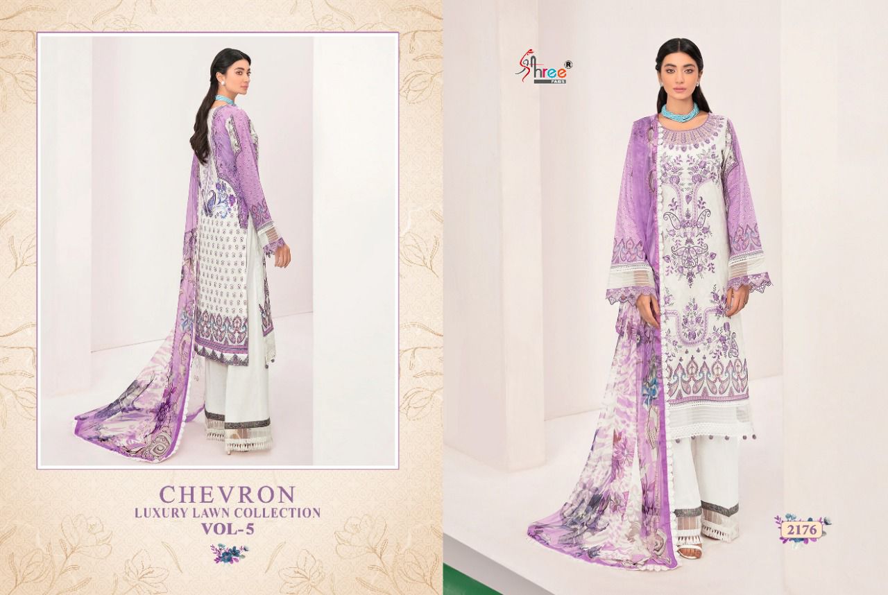 shree fab chevron luxury lawn collection 05 lawn cotton catchy look salwar suit with chiffon dupatta catalog