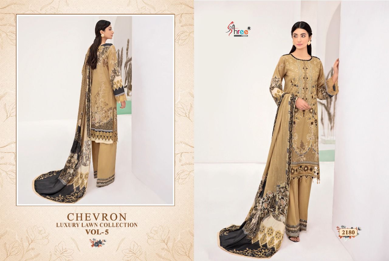 shree fab chevron luxury lawn collection 05 lawn cotton catchy look salwar suit with chiffon dupatta catalog