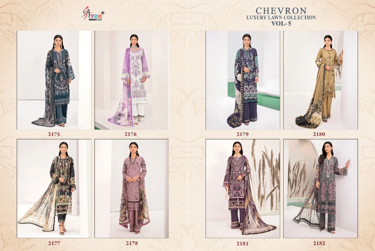 shree fab chevron luxury lawn collection 05 lawn cotton catchy look salwar suit with chiffon dupatta catalog