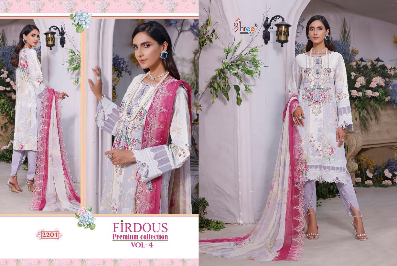 shree fab firdous premium collection vol 04 cotton astonishing salwar suit cotton dupatta catalog