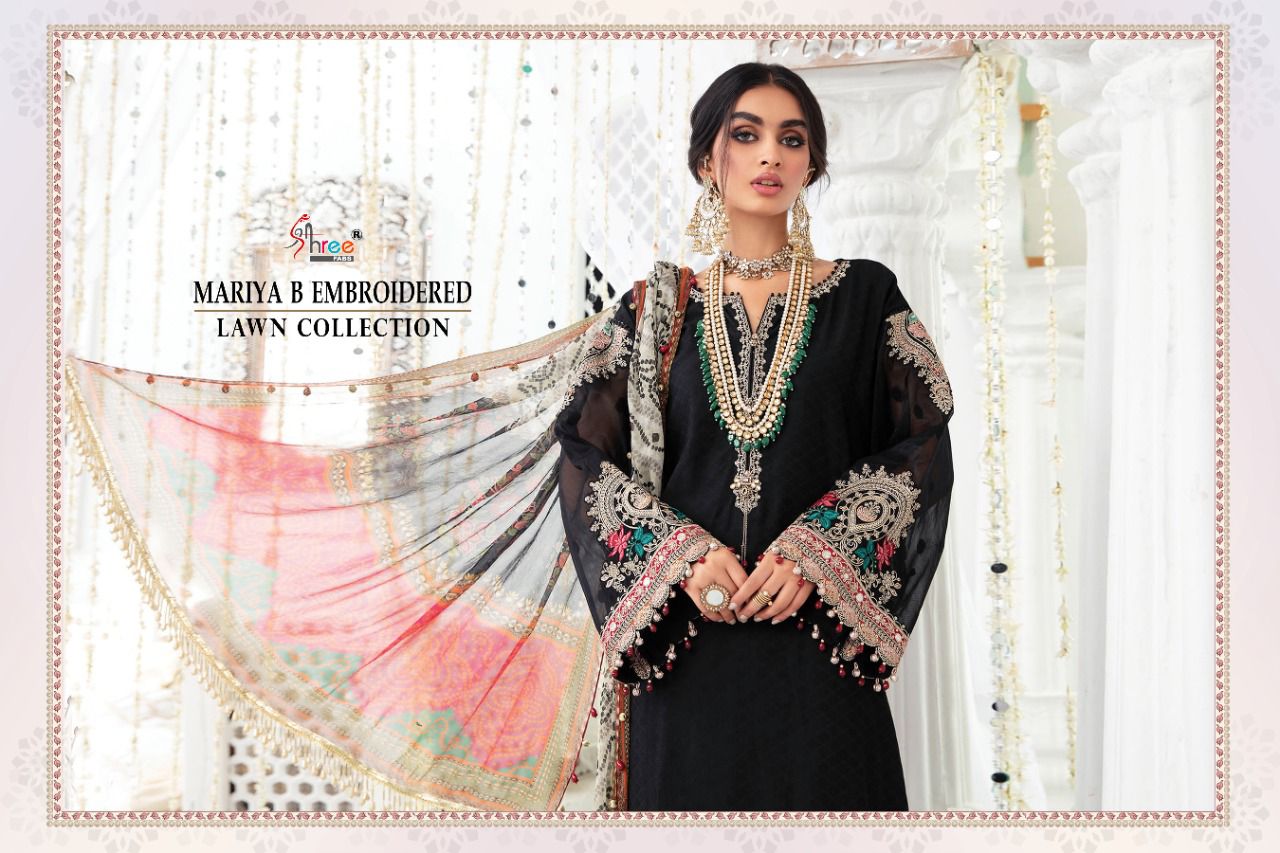 shree fab mariya b embroidered lawn collection cotton decent embroidary look salwar suit catalog