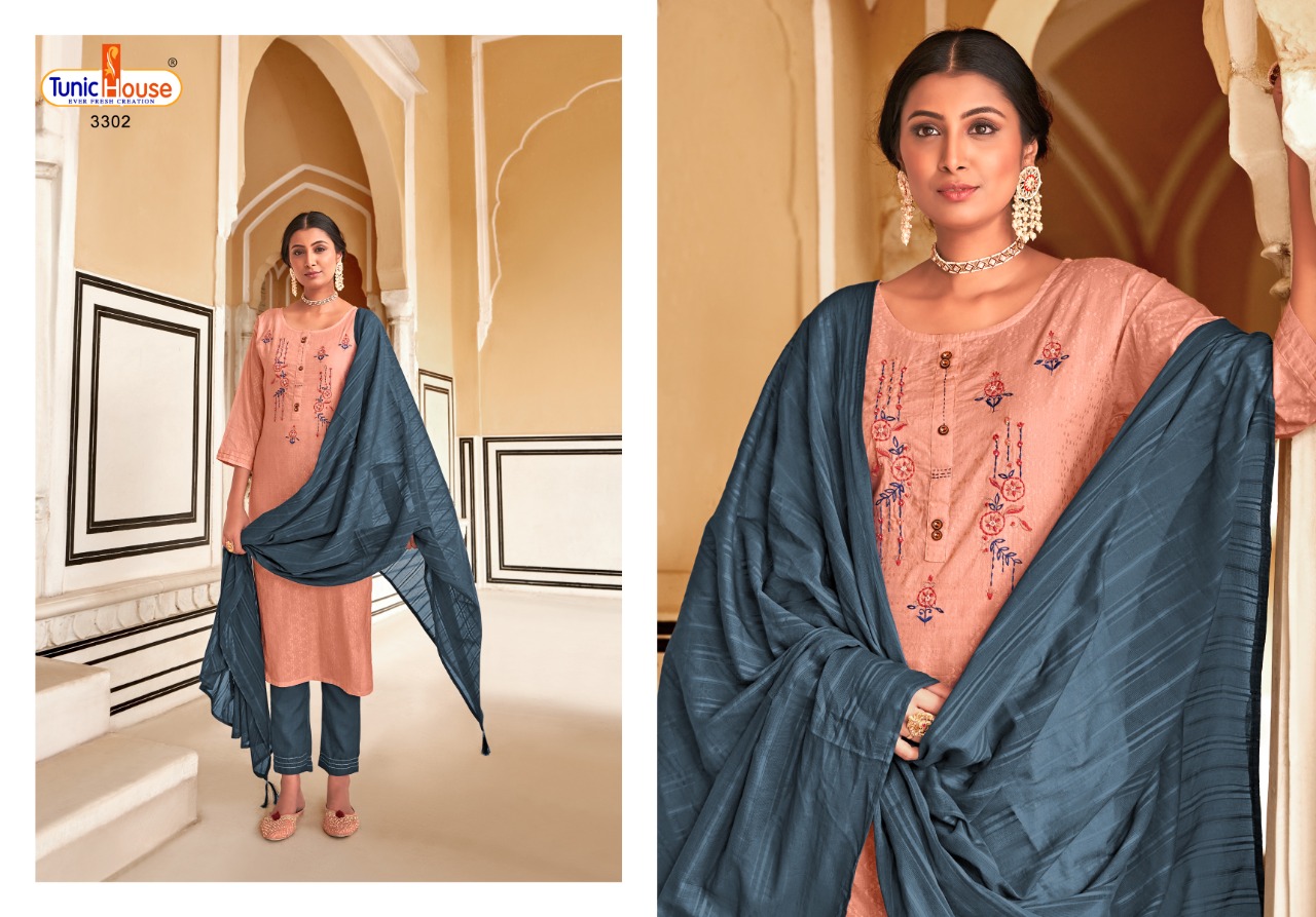 Tunic house rooh cotton graceful look top bottom with dupatta catalog