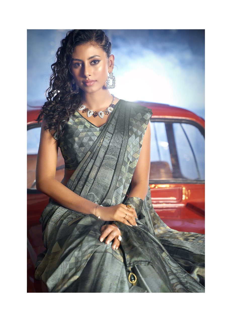 vallabhi print Blooming moss elegant saree catalog