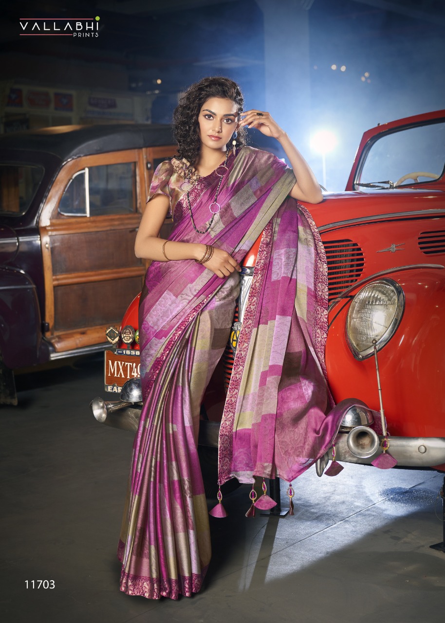 vallabhi print Blooming moss elegant saree catalog