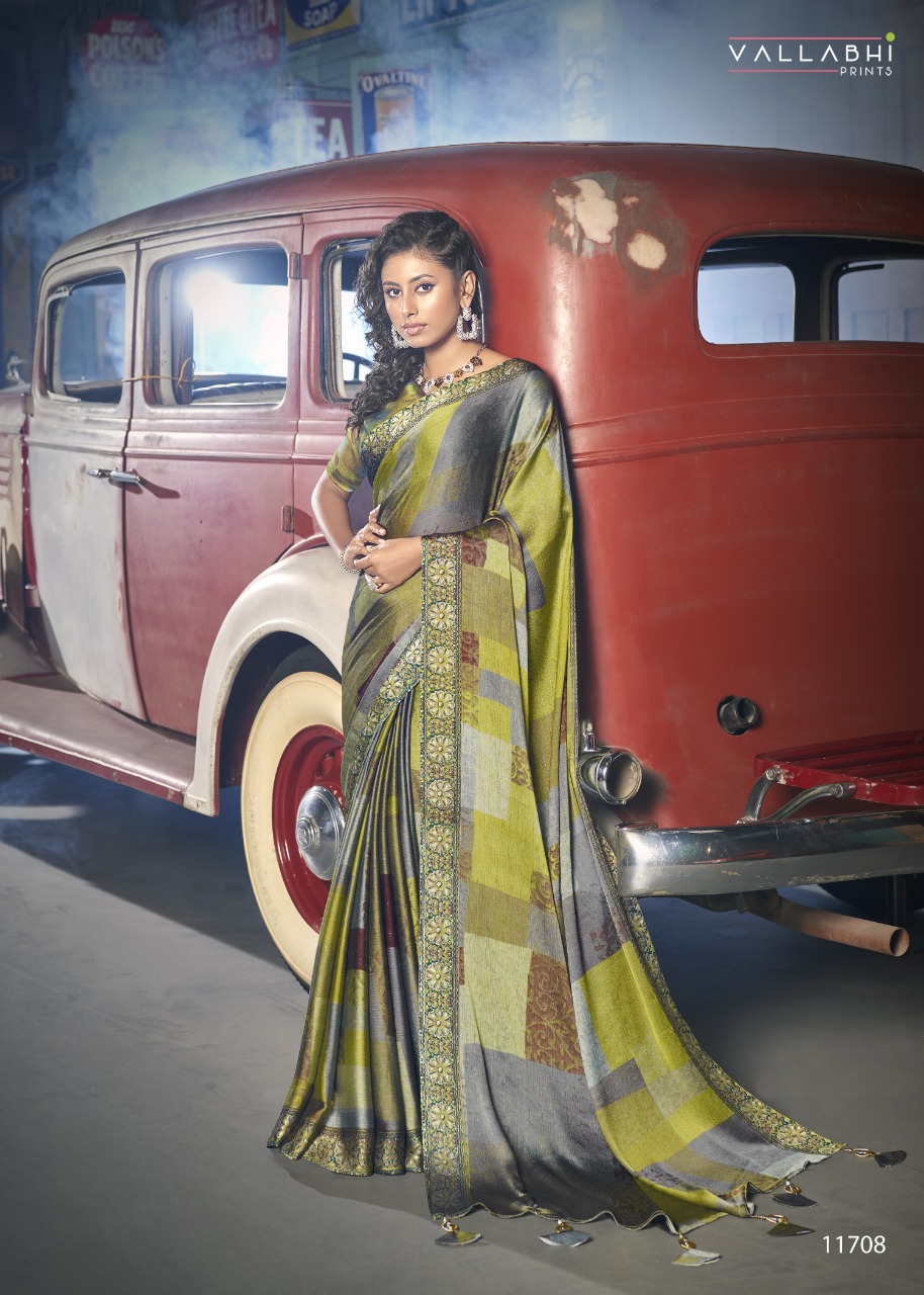 vallabhi print Blooming moss elegant saree catalog