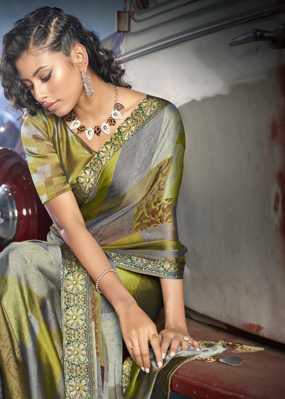 vallabhi print Blooming moss elegant saree catalog