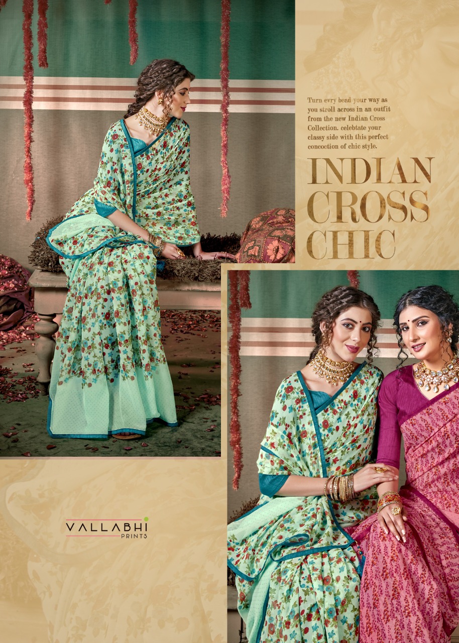 vallabhi print maitrika vol 3 moss chiffon astonishing print saree catalog