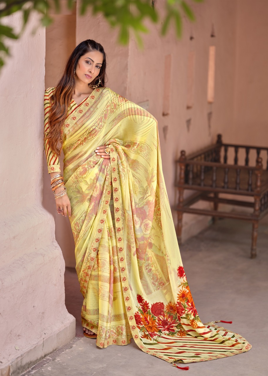 vallabhi print paavani chiffon attractive look saree catalog